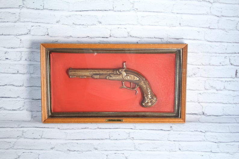 Vintage Flintlock Pistol Shadowbox Mounted Brown Wood Frame | Etsy Vintage Flintlock Pistol Shadowbox Mounted Brown Wood Frame | Etsy