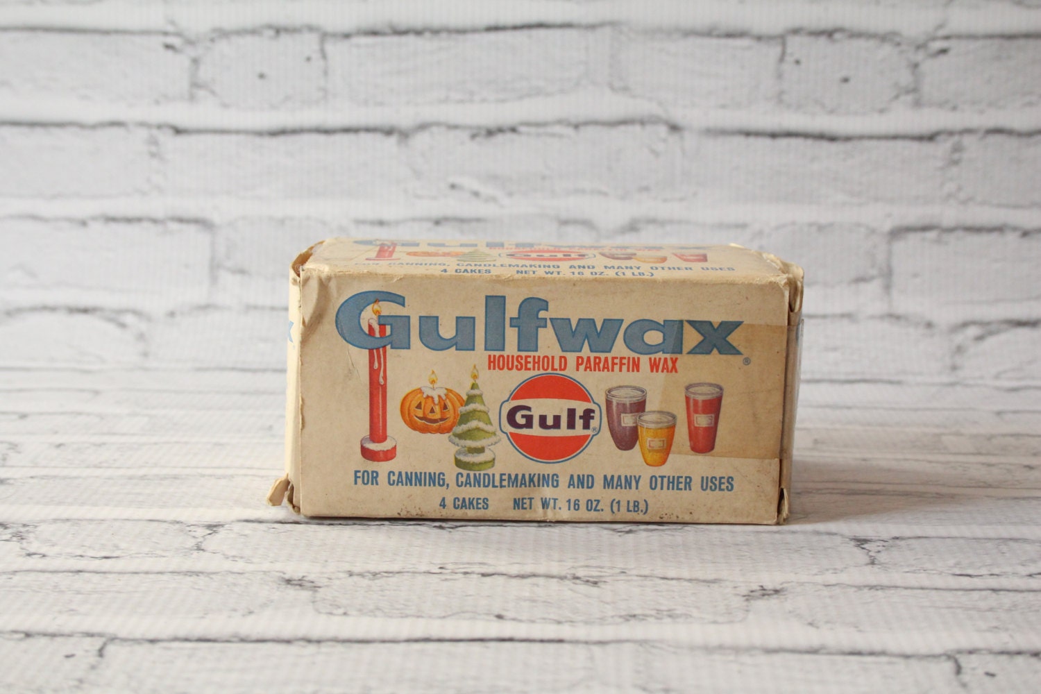 Vintage Gulfwax Paraffin Wax 1 Pound Vintage Box Gulf Oil