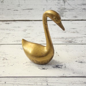 Vintage Brass Swan | Patina | Mid-Century Animal | Figurine | Decorative Statue | Heavy | Use As A Bookend | Home Decor | Room Decoration