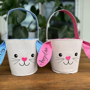 Personalized Easter Basket | Bunny Rabbit | Custom Name | Pink | Blue | Boys | Girls | Customized | Easter Egg Hunt | Easter Gift Idea