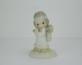 Vintage Precious Moments Figurine | His Burden Is Light | E-1380/G | 1977 | Enesco | Jonathan & David | Porcelain Figure | Statue | Jesus
