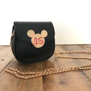 Personalized Minnie Mouse Purse Toddler Size Cross Body Bag Custom Name Chain Strap Red Pink Black Glitter Faux Leather image 1