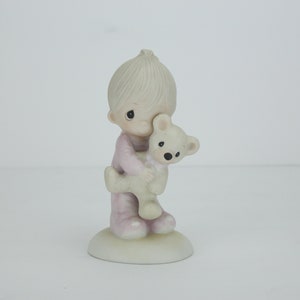 Vintage Precious Moments Figurine | Baby | Bear | Jesus Loves Me | E-1372/B | 1978 | Enesco | Jonathan & David | Porcelain Figure | Statue