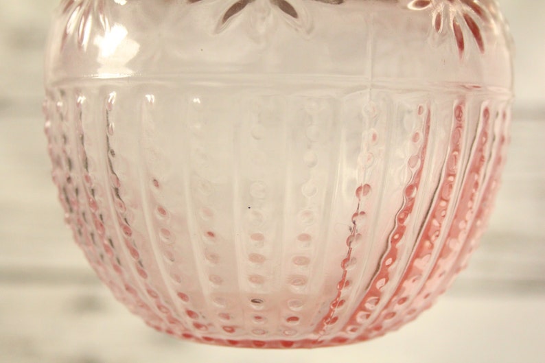 Vintage Pink Depression Glass Flower Frog Container Hobnail Etsy