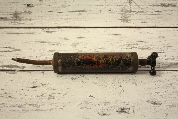 Vintage Grease Oil Gun | Manual Pump | Brass & Copper Fittings | Heavy Gauge | Petroliana | Gasoline | Automotive | Antique Tools Parts
