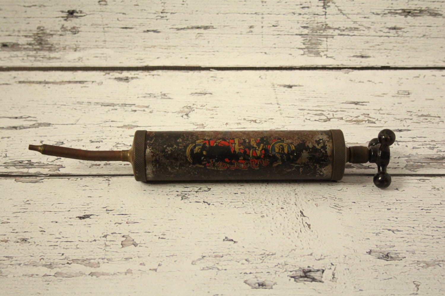 Vintage Grease Oil Gun | Manual Pump | Brass & Copper Fittings
