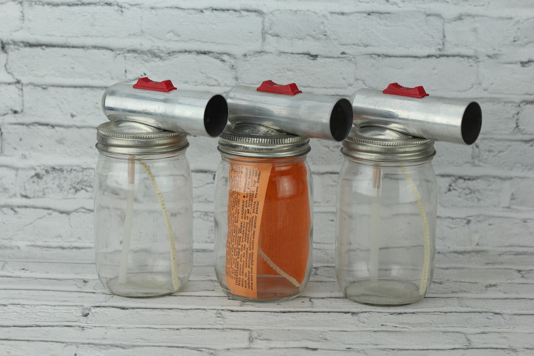 Vintage Mason Jar Sprayer Set of 3 Spray Gun clear Glass Container