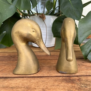 Vintage Brass Ducks | Bookends | Weighted | Aged Patina | Book Decor | Goose | Home Library | Mancave  | Aged Brass | Vintage Home Decor