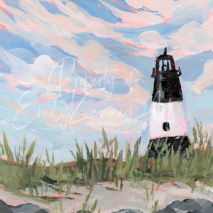 GEORGIA PRINT Tybee Island Lighthouse Art Print, Lighthouse Painting, Coastal Wall Art, Georgia Gift, Georgia Print, Savannah Georgia image 2