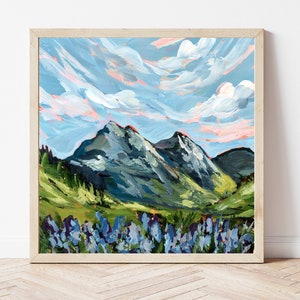 MONTANA PRINT - Glacier National Park Art, National Park Print, Montana Mountains Painting, Mountain Landscape, Montana Gift, Montana State