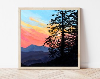 PCT Sun Rays Fine Art Print, Pacific Northwest Sunset Landscape, Hiker Gift