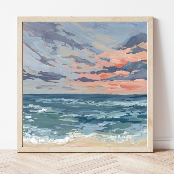 Pensacola Beach Fine Art Print, Florida Seascape Painting, Beach House Decor