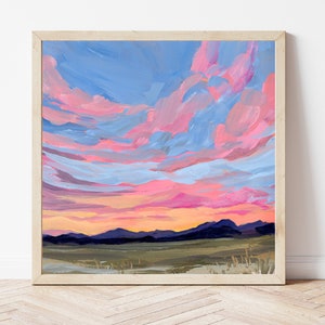 New Mexico Plains Fine Art Print, New Mexico Landscape Painting, New Mexico Gift, Sunset Painting, New Mexico High Plains Artwork