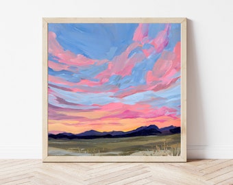 New Mexico Sunset Fine Art Print, Southwestern Landscape Painting