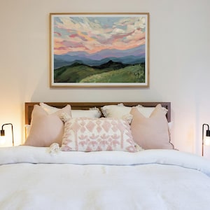 Impresión artística de Carolina del Norte, paisaje de las montañas Blue Ridge, pintura del Parque Nacional de las Grandes Montañas Humeantes imagen 2