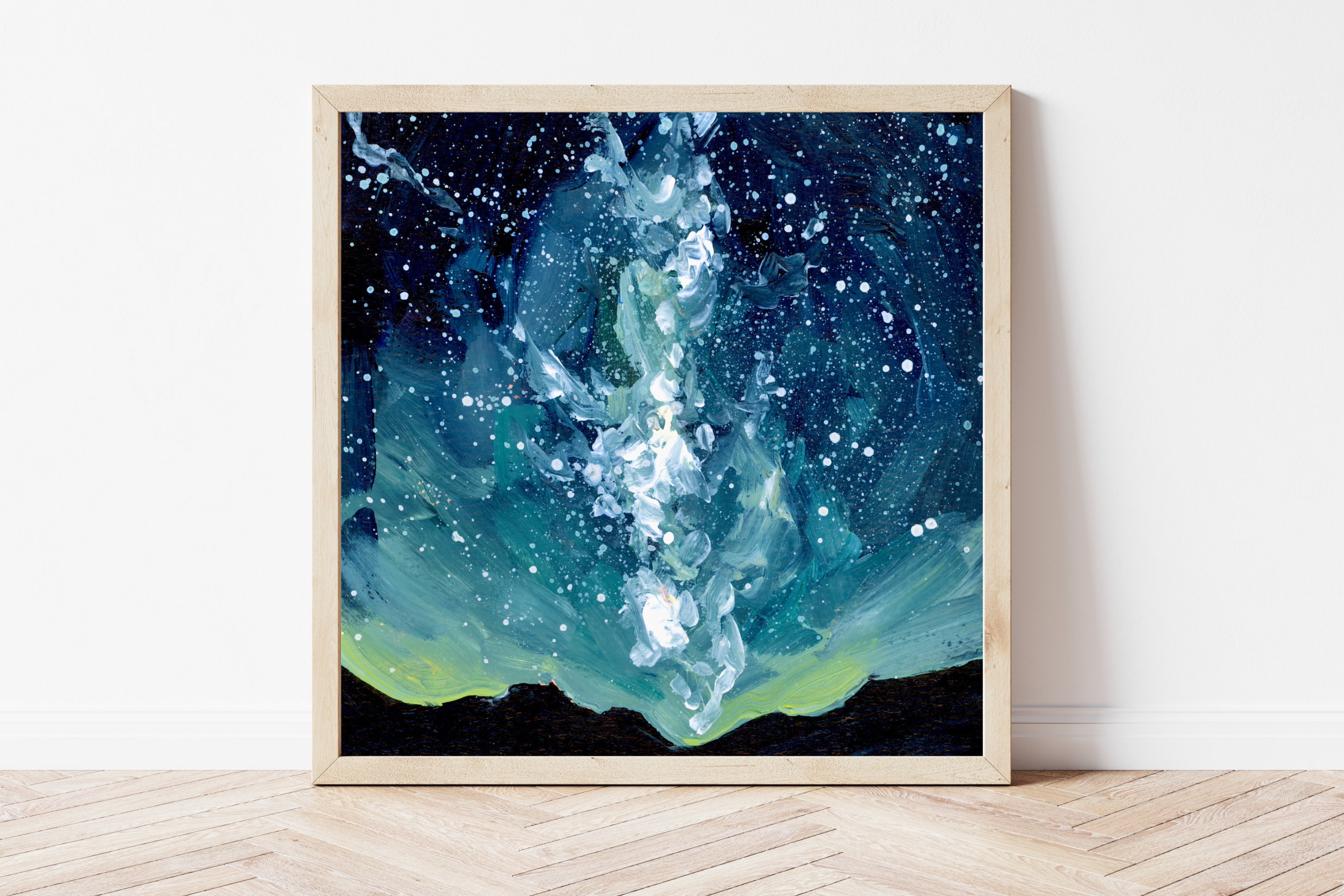 Starry Night Sky Fine Art Print, Galaxy Landscape Painting - Etsy