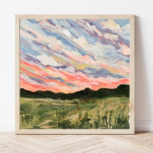 Indiana Sunset Fine Art Print, Rural Landscape Painting, Farmhouse Wall Art