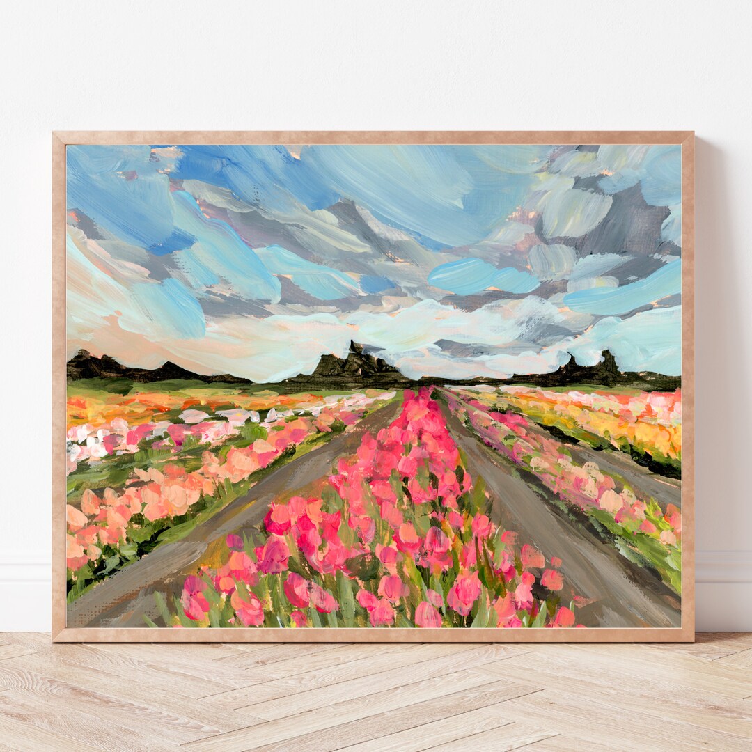 Tulip Field Fine Art Print, Texas Spring Landscape Painting - Etsy