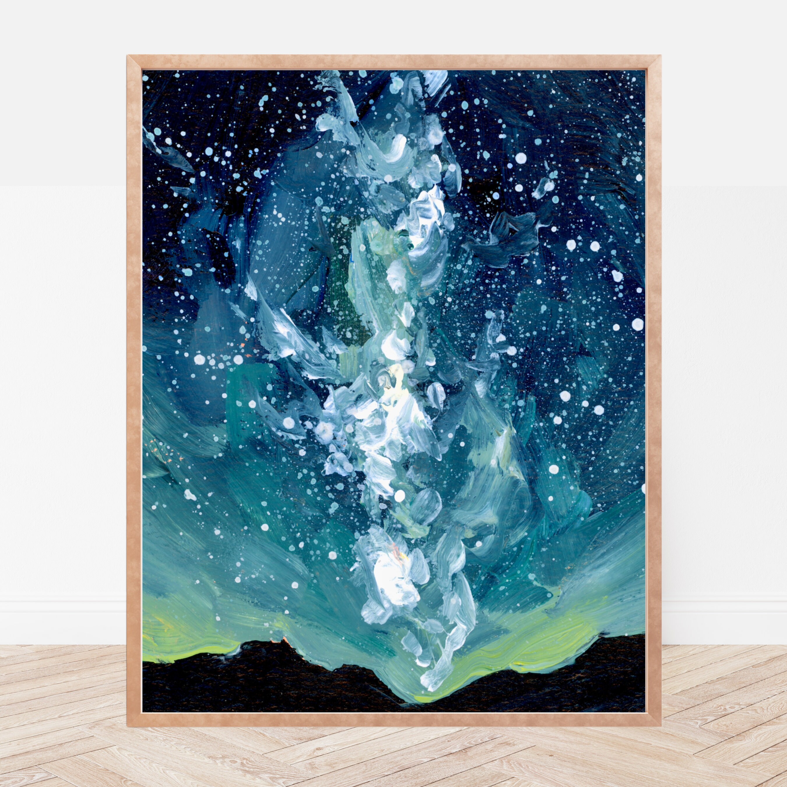Starry Night Sky Fine Art Print, Galaxy Landscape Painting - Etsy