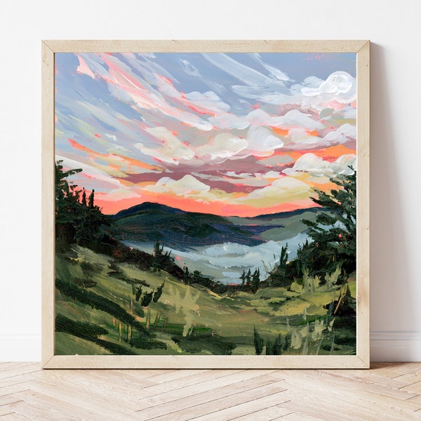 NEW YORK PRINT - Upstate New York Landscape Painting, New York Gift, Saranac Lake New York, Saranac Poster, Choose Your State Gifts