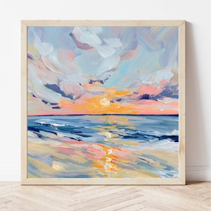 Beach Sunrise Fine Art Print, South Padre Island Painting, Galveston Texas Art Print, Beach House Wall Art, Beach Gift, Beach Art Print