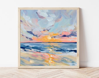 Beach Sunrise Fine Art Print, South Padre Island Painting, Galveston Texas Art Print, Beach House Wall Art, Beach Gift, Beach Art Print