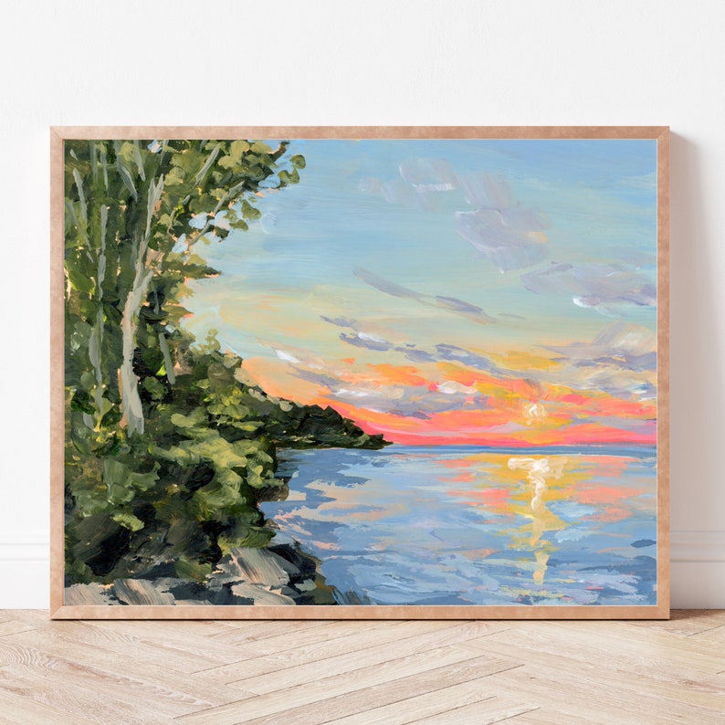 Wisconsin Lake Sunset Fine Art Print, Door County WI, Green Bay Wisconsin Art, Lake Michigan Art Print, Great Lakes Painting, Michigan Art image 3