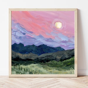 Moonlight in Big Bend Fine Art Print, Big Bend National Park Art, West Texas Landscape Painting, Chisos Mountains Art Print, Texas Art Print