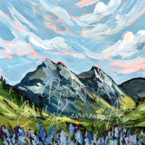 MONTANA PRINT Glacier National Park Art, National Park Print, Montana Mountains Painting, Mountain Landscape, Montana Gift, Montana State Bild 2