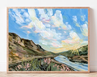 Road to Taos Fine Art Print, Santa Fe New Mexico Landscape Painting, Santa Fe Artwork, New Mexico Gift, Desert Landscape, Rio Grande Art