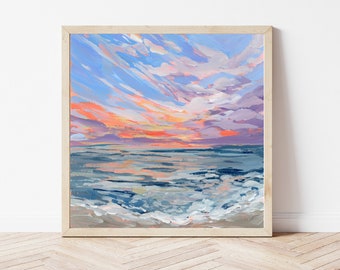 Virginia Beach Sunset Fine Art Print – Coastal Landscape Painting