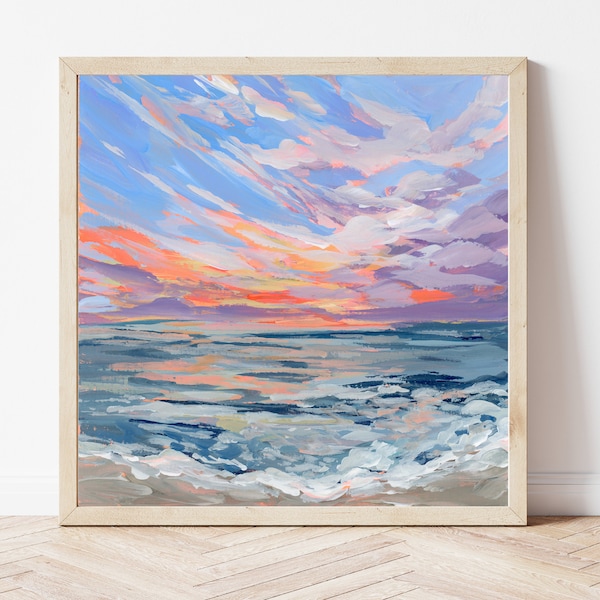 VIRGINIA PRINT - Virginia Beach Landscape, Virginia Print, Virginia Gifts, Beach Sunset Painting, Beach House Wall Art, Beach Theme Gift