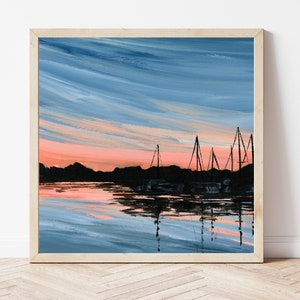 Boat Marina Fine Art Print, Yacht Club Art Print, Sailboat Painting, Nautical Wall Art, Beach House Art Print, Lake House Decor, Boat Gift