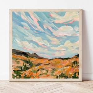 CALIFORNIA PRINT - Poppy Field Landscape Painting, Wildflowers Wall Art, Wildflower Painting, Poppy Flowers, California Gift, Cali Art Print