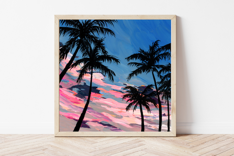 Maui Palm Tree Fine Art Print, Hawaii Landscape Painting - Etsy