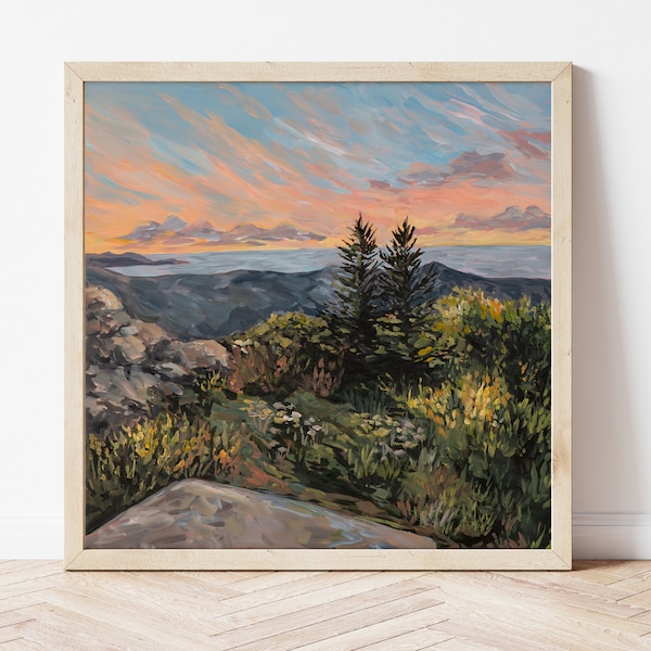 Cadillac Mountain Print - Maine Landscape Painting, Maine Gift, Acadia National Park Art, Mount Desert Island Print, Appalachian Mountains