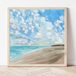 Galveston Beach Sunrise Fine Art Print, Beach House Wall Art, Beach Landscape Painting, Beachy Art Print, Florida Beach Art, Galveston Texas