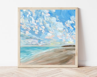 Galveston Beach Sunrise Fine Art Print, Beach House Wall Art, Beach Landscape Painting, Beachy Art Print, Florida Beach Art, Galveston Texas