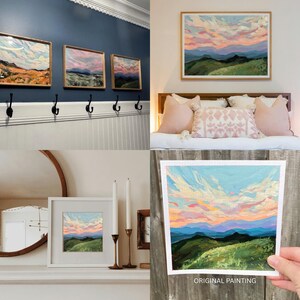 Impresión artística de Carolina del Norte, paisaje de las montañas Blue Ridge, pintura del Parque Nacional de las Grandes Montañas Humeantes imagen 4
