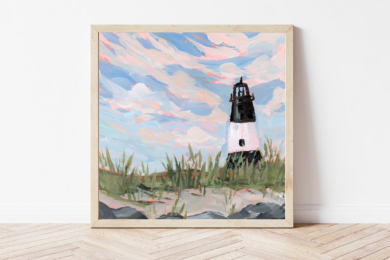 GEORGIA PRINT Tybee Island Lighthouse Art Print, Lighthouse Painting, Coastal Wall Art, Georgia Gift, Georgia Print, Savannah Georgia image 1