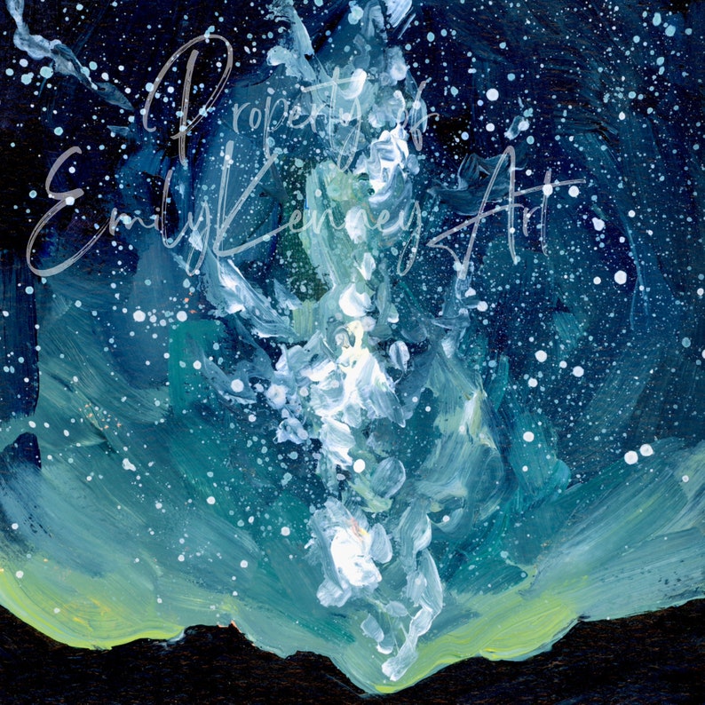 Starry Night Sky Fine Art Print, Galaxy Landscape Painting - Etsy