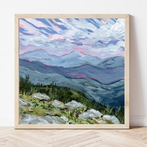 NEW HAMPSHIRE PRINT - White Mountains New Hampshire Painting, White Mountains Poster, Mountain Landscape Painting, New Hampshire Gift