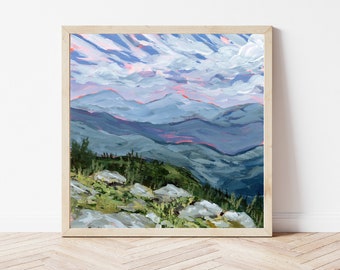 NEW HAMPSHIRE PRINT - White Mountains New Hampshire Painting, White Mountains Poster, Mountain Landscape Painting, New Hampshire Gift