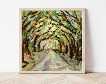 ALABAMA PRINT - Elberta Tree Tunnel, Magnolia Springs Alabama Art Print, Alabama Wall Art, Alabama Gift, Landscape Painting on Paper