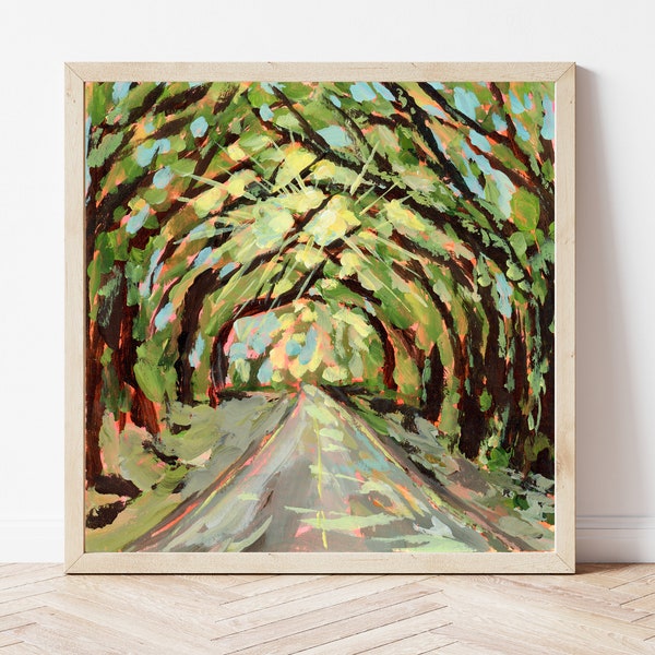 ALABAMA PRINT - Elberta Tree Tunnel, Magnolia Springs Alabama Art Print, Alabama Wall Art, Alabama Gift, Landscape Painting on Paper