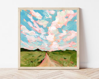 Impression d'art de l'IOWA : peinture de paysage rural, art mural maison de ferme