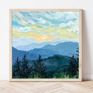 Impresión artística de las Montañas Humeantes, pintura de Gatlinburg, Tennessee, obra de arte del Parque Nacional
