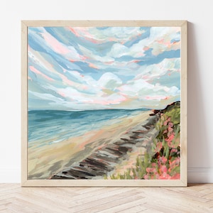 CONNECTICUT PRINT - Beach Landscape Painting, New England Coast, Beach House Wall Art, Connecticut Landscape Art Print, Connecticut Gift