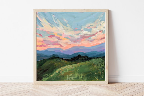 North Carolina Fine Art Print, Blue Ridge Mountains Landscape, Smoky Mountains National Park Painting