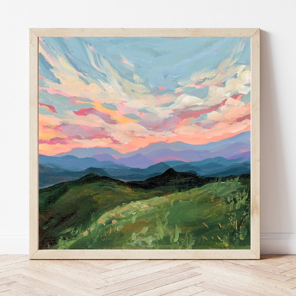 North Carolina Fine Art Print, Blue Ridge Mountains Landscape, Smoky Mountains National Park Painting